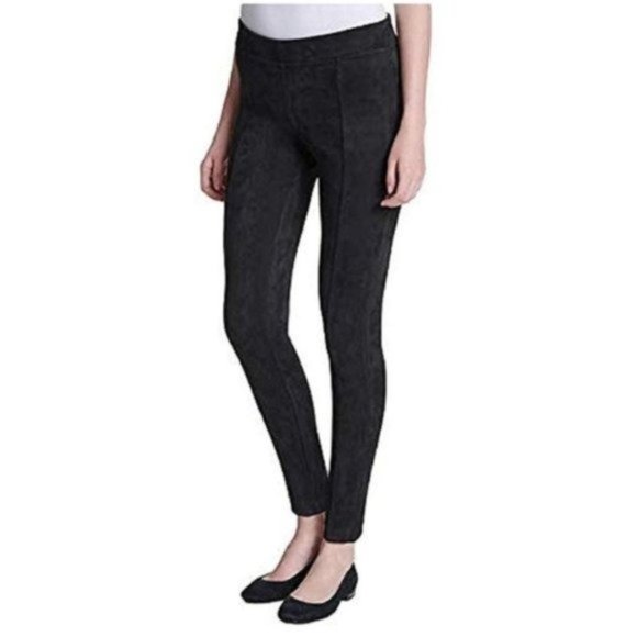 ANDREW MARC Seamed Black Faux Suede Leggings - NWT - Picture 1 of 3